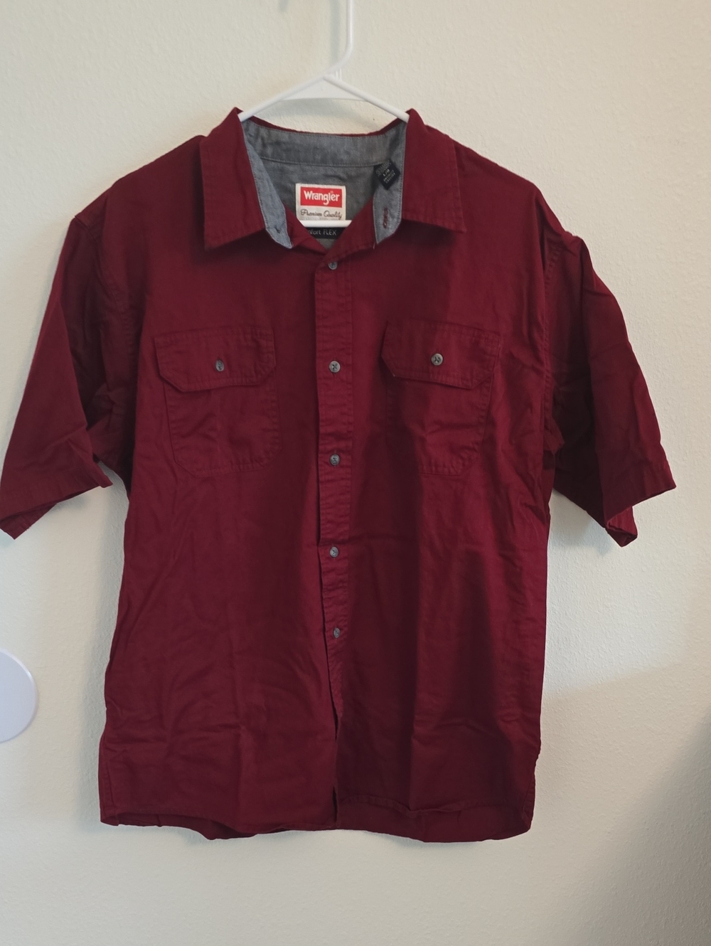 Wrangler Men’s Short Sleeve Button-Down Shirt - Crimson